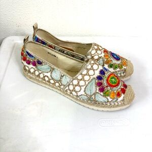 Embroidered White Espadrille Patrizia by Spring Step flats loafer sz 39 8.5 9